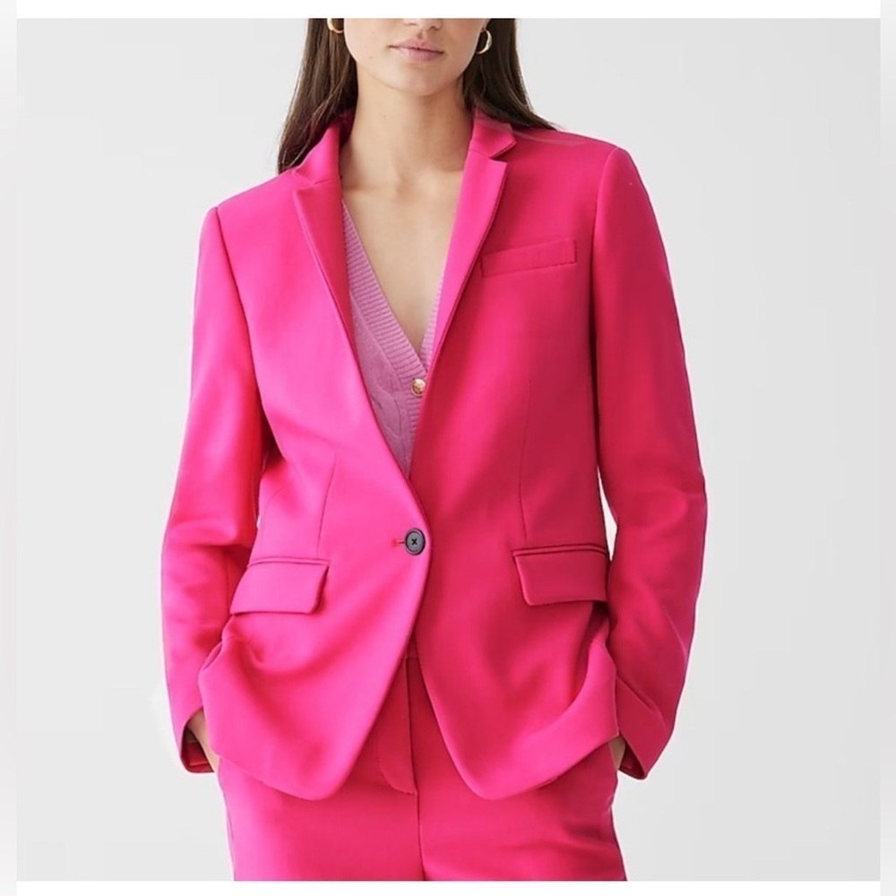 Hot pink Barbiecore J Crew blazer coquette preppy colorful elevated‎ workwear
